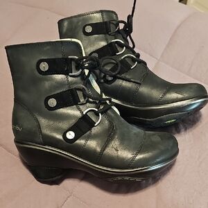 Jambu Black Leather Lace Up Boots Size 6.5